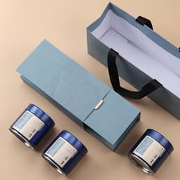 Bộ hộp trà thiếc chữ nhật 3 lon trụ tròn kèm túi đựng trà sang trọng – HVL TEA 7