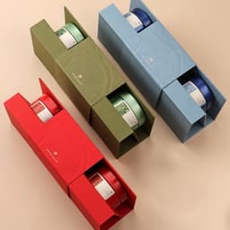 Bộ hộp trà thiếc chữ nhật 3 lon trụ tròn kèm túi đựng trà sang trọng – HVL TEA 4