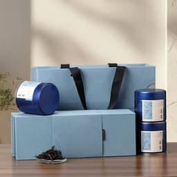 Bộ hộp trà thiếc chữ nhật 3 lon trụ tròn kèm túi đựng trà sang trọng – HVL TEA 9