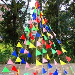 Cờ dây tam giác nhiều màu, Cờ đuôi nheo. Vải dày + đẹp, 1 cuộn dài 10m gồm 28- 30 lá 2