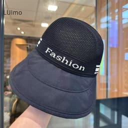 ''Mũ hở nửa" FASHION " - Nó cói rộng vành có nút cài khẩu trang chống nắng ''T/LINH'' 9