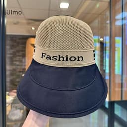''Mũ hở nửa" FASHION " - Nó cói rộng vành có nút cài khẩu trang chống nắng ''T/LINH'' 3