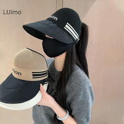 ''Mũ hở nửa" FASHION " - Nó cói rộng vành có nút cài khẩu trang chống nắng ''T/LINH'' 6