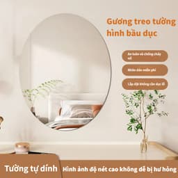 【Bồi thường 100% khi bị vỡ】Gương treo Dán Tường toàn thân chống vỡ soi Hình bầu dục Acrylic Mềm Gương 1