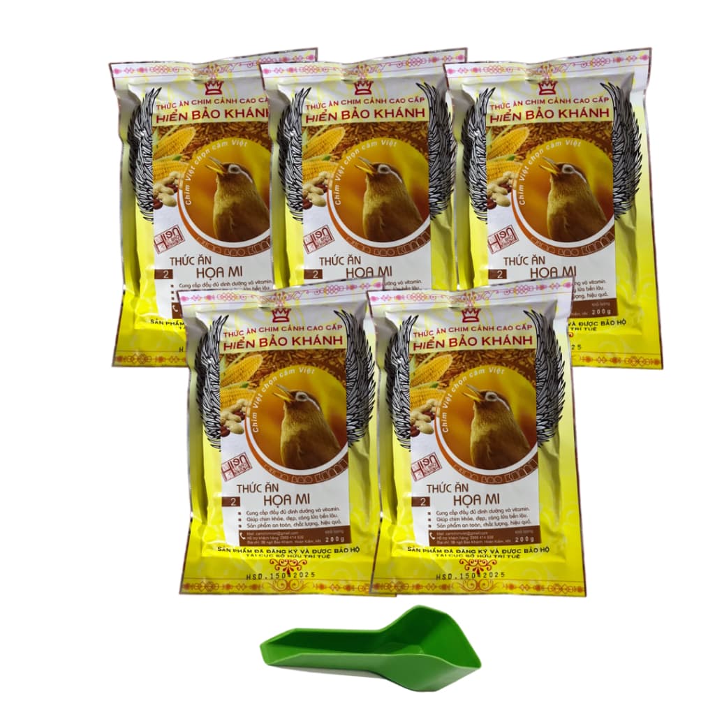 Combo 3-5 Gói Cám Họa mi số 2 Hiển Bảo Khánh Dành cho chim căng lửa  ( 5 gói tặng xúc cám nhựa )