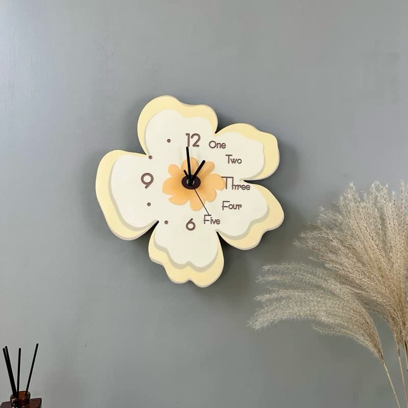 Đồng Hồ Hoa Treo Tường Kim Trôi Không Phát Ra Tiếng Động