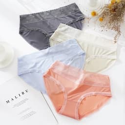SET 5-10 Quần Lót Nữ Lụa Băng Mềm Phối Cạp Ren Tim Mềm Mại tôn dáng mã 9099 3