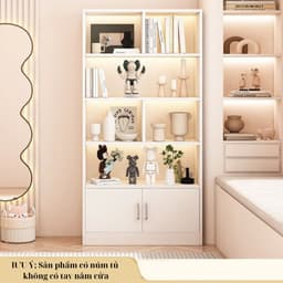 Tủ sách gỗ đa năng, tủ gỗ chữ U để đồ nhiều tầng, giá sách đứng trưng bày trang trí gỗ MDF CÓ HẬU FULL, có ngăn tủ 6