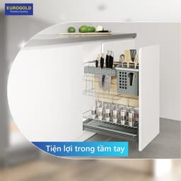 Kệ dao thớt kèm gia vị Inox 304 nan dẹt Eurogold 7