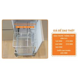 Kệ đựng dao thớt kèm gia vị Inox 304 nan vuông Eurogold 9