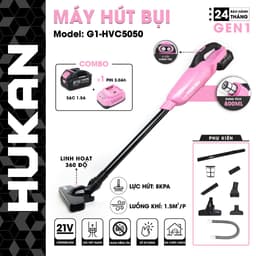 Máy Hút Bụi Cầm Tay Dùng Pin HUKAN GG1-HCV5052, Lưu lượng hút 8.0 KPA, Hộp chứa 800ml - BH 24T 7