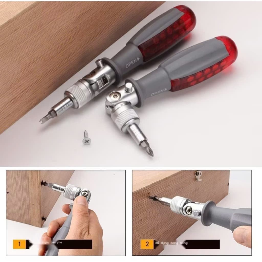Tua vít đa năng đa góc 180 độ, bộ tô vít 10 trong 1 sửa chữa thiết bị, tuốc nơ vít điều chỉnh có nam châm cao cấp----