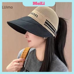 ''Mũ hở nửa" FASHION " - Nó cói rộng vành có nút cài khẩu trang chống nắng ''T/LINH'' 2