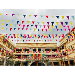Cờ dây tam giác nhiều màu, Cờ đuôi nheo. Vải dày + đẹp, 1 cuộn dài 10m gồm 28- 30 lá 1