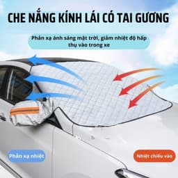 Tấm che nắng kính lái ô tô Carcare kèm nam châm, tai gương, tai voi cửa bên - Tấm che nắng ô tô phiên bản cao cấp 5