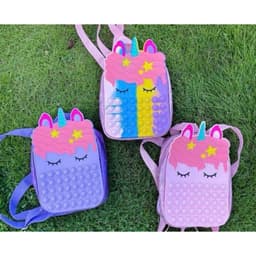 Balo pop it đi học cho bé mầm non từ 1-6 tuổi, balo ngựa pony silicon bé bóp bong bóng hỗ trợ giảm stress 1