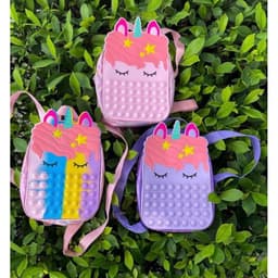 Balo pop it đi học cho bé mầm non từ 1-6 tuổi, balo ngựa pony silicon bé bóp bong bóng hỗ trợ giảm stress 4