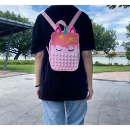 Balo pop it đi học cho bé mầm non từ 1-6 tuổi, balo ngựa pony silicon bé bóp bong bóng hỗ trợ giảm stress 6