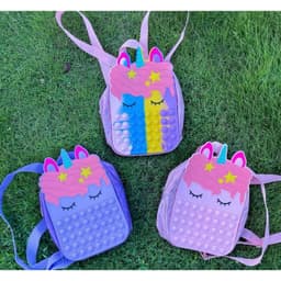 Balo pop it đi học cho bé mầm non từ 1-6 tuổi, balo ngựa pony silicon bé bóp bong bóng hỗ trợ giảm stress 9