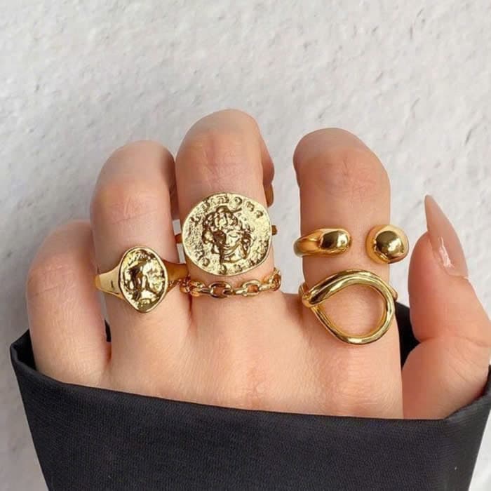 [Sẵn] Set 5 Nhẫn Vintage Retro Ocean Charm - Dạng Mở Dễ Điều Chỉnh Kích Thước Phụ Kiện Tran Sức Nhẫn Unisex