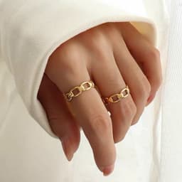 Nhẫn Kim Loại Mạ Vàng Gỉ Điều Chỉnh Kích Thước Unisex - Quà Tặng Vibe Ocean Charm, Phong Cách Hàn Quốc 6