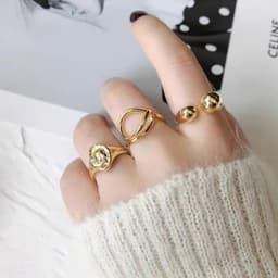 Nhẫn Kim Loại Mạ Vàng Gỉ Điều Chỉnh Kích Thước Unisex - Quà Tặng Vibe Ocean Charm, Phong Cách Hàn Quốc 2