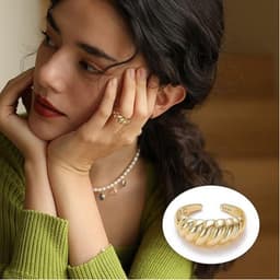 Nhẫn Kim Loại Mạ Vàng Gỉ Điều Chỉnh Kích Thước Unisex - Quà Tặng Vibe Ocean Charm, Phong Cách Hàn Quốc 4