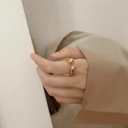 Nhẫn Kim Loại Mạ Vàng Gỉ Điều Chỉnh Kích Thước Unisex - Quà Tặng Vibe Ocean Charm, Phong Cách Hàn Quốc 5