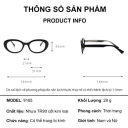 Gọng kính thời trang nam nữ ANDU chất liệu nhựa cốt kim loại dáng oval retro cá tính 91AD65 8