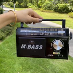 ĐÀI RADIO M-BASS CỠ LỚN, Âm thanh to không rè không nhiễu, 4 Băng tần, Tặng kèm pin sạc dây sạc 3