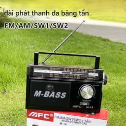 ĐÀI RADIO M-BASS CỠ LỚN, Âm thanh to không rè không nhiễu, 4 Băng tần, Tặng kèm pin sạc dây sạc 2