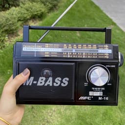 ĐÀI RADIO M-BASS CỠ LỚN, Âm thanh to không rè không nhiễu, 4 Băng tần, Tặng kèm pin sạc dây sạc 6
