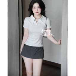 Áo Thun Nữ Polo JUSTDUN E21 – Cổ Sơ Mi Cotton Mịn Cao Cấp, Form Ôm Đẹp, Co Giãn Thoải Mái,Thanh Lịch 7