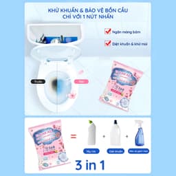 Combo 20 Viên sạch bồn cầu Clean All chai thả bồn cầu sạch khuẩn tẩy sạch mảng bám khử mùi toilet tặng kèm chổi đa năng 3