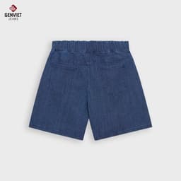 [ DEAL HOT] Quần short jean nữ dáng suông GENVIET JEANS chất denim mềm co giãn cạp cao 2 cúc tôn dáng 8899 4