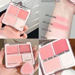 [JUDYDOLL] Bảng Phấn Má Hồng Bắt Sáng JUDYDOLL 4 Ô Tông Lì Đa Năng Mềm Mịn Trang Điểm Tự Nhiên Lâu Trôi DOLLY COSMETICS 4