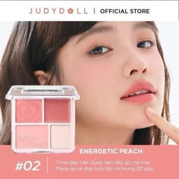 [JUDYDOLL] Bảng Phấn Má Hồng Bắt Sáng JUDYDOLL 4 Ô Tông Lì Đa Năng Mềm Mịn Trang Điểm Tự Nhiên Lâu Trôi DOLLY COSMETICS 2
