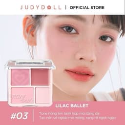 [JUDYDOLL] Bảng Phấn Má Hồng Bắt Sáng JUDYDOLL 4 Ô Tông Lì Đa Năng Mềm Mịn Trang Điểm Tự Nhiên Lâu Trôi DOLLY COSMETICS 3