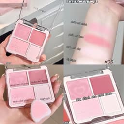 [JUDYDOLL] Bảng Phấn Má Hồng Bắt Sáng JUDYDOLL 4 Ô Tông Lì Đa Năng Mềm Mịn Trang Điểm Tự Nhiên Lâu Trôi DOLLY COSMETICS 5