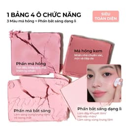 [JUDYDOLL] Bảng Phấn Má Hồng Bắt Sáng JUDYDOLL 4 Ô Tông Lì Đa Năng Mềm Mịn Trang Điểm Tự Nhiên Lâu Trôi DOLLY COSMETICS 9