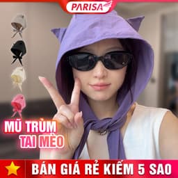 Mũ Trùm Phối Tai Mèo Chống Nắng Mưa Có Thể Làm Túi Đeo Chéo CatHat P2675 1