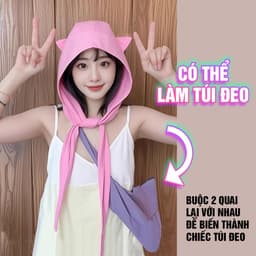 Mũ Trùm Phối Tai Mèo Chống Nắng Mưa Có Thể Làm Túi Đeo Chéo CatHat P2675 2