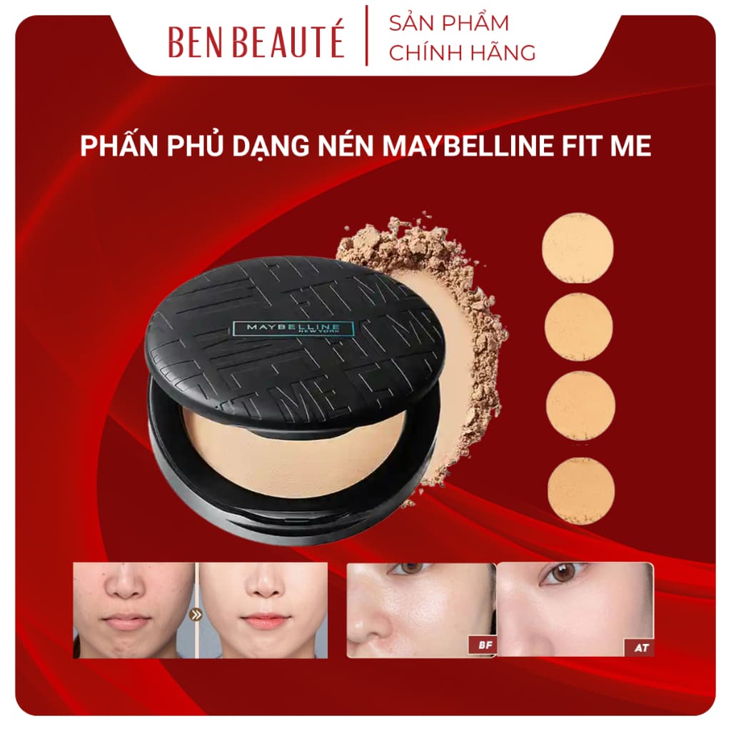 Phấn Phủ Dạng Nén Maybelline Fit Me Kiềm Dầu Đến 16H, Có Độ Chống Nắng SPF32 PA+++