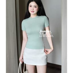 Áo thun ôm body cotton lông mịn co giãn Justdun B18 - Tông màu Pastel 5