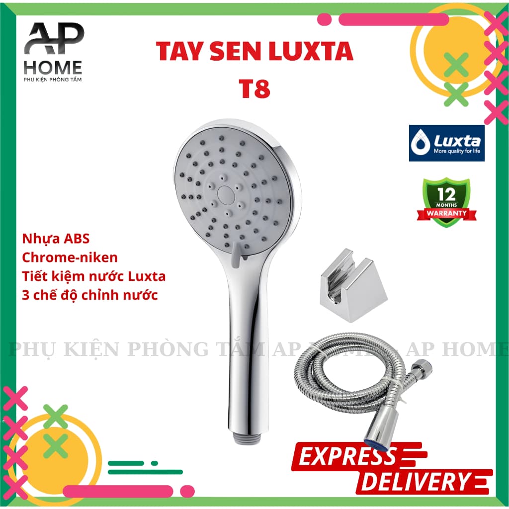 Bộ Tay Sen Tắm Luxta T8 - Tay Sen 3 Chế Độ - Bảo Hành 1 Năm - Phụ Kiện Phòng Tắm AP Home