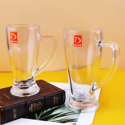 Bộ 2 ly bia thuỷ tinh có tay cầm, Cốc uống bia thủy tinh, Cốc thủy tinh 2