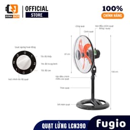 | Hỏa tốc | quạt lửng công nghiệp LCN309 Fugio gió mạnh cao 1m công suất 43w, 5 cánh 40cm chính hãng 3