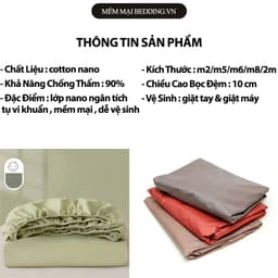 Ga Chống Thấm Trơn Màu Bo Chun Co Giãn Cao Cấp Nhiều Kích Thước Không Thấm Nước Tuyệt Đối hothit 2025 nhà miu bedding 3