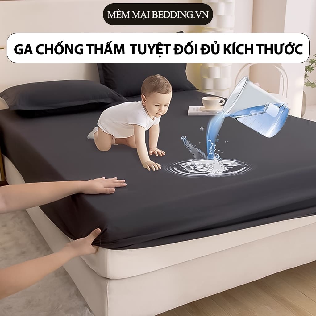 Ga Chống Thấm Trơn Màu Bo Chun Co Giãn Cao Cấp Nhiều Kích Thước Không Thấm Nước Tuyệt Đối hothit 2025 nhà miu bedding