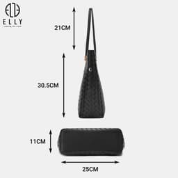 Túi Xách Nữ Da Thật ELLY ET195 Xách Tay Đeo Vai Cao Cấp Đeo Chéo Công Sở Sang Trọng Đi Làm Chính Hãng 4